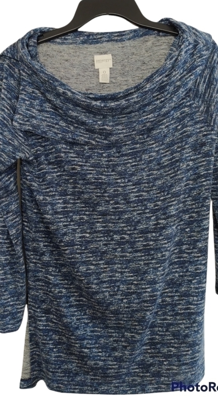 Zenergy by Chico's Asymmetrical Cowl Neck Off The Shoulder Tunic Top Small